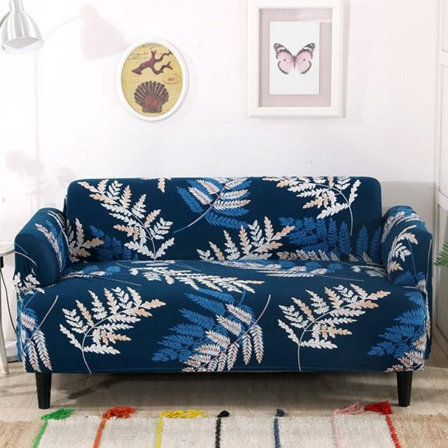 blue-tropical-fern-leaf-sofa-couch-cover