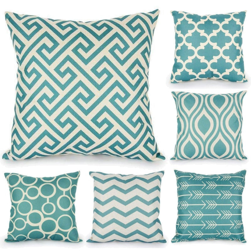 turquoise-teal-geometric-pattern-pillow-cushion-cover